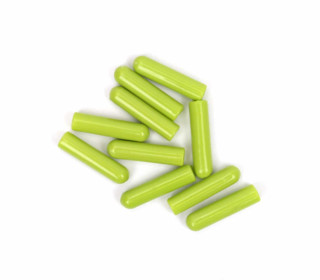 10 Kordelenden - Kunststoff - Länglich - Gelbgrün