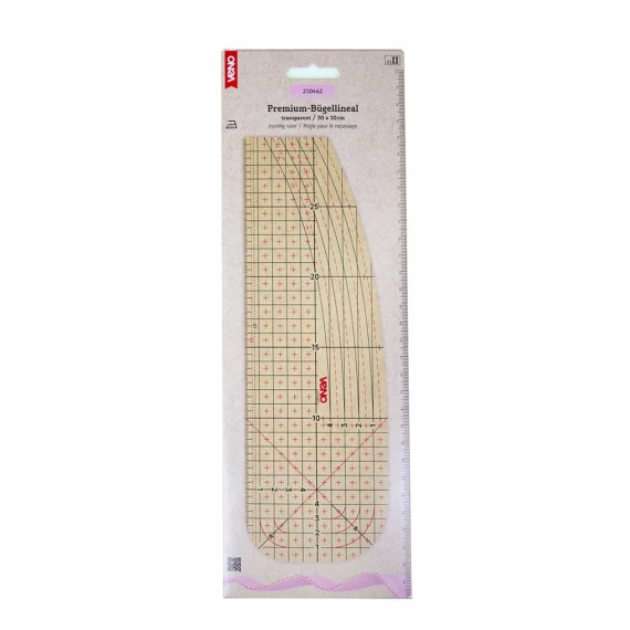 1 Premium Bügellineal - 30cm x 10cm - Hitzebeständig - Transparent - veno