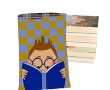 DIY-NÄHSET - Buchtasche - Best Book Ever - Türkisblau/Royalblau - Cherry Picking - Softshell - abby and amy