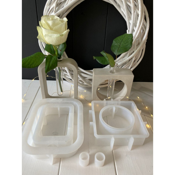 Silikon - Gießform - Reagenzglashalter - Vase / Kerzenhalter - Quadrat - 2 in 1 - vielfältig nutzbar