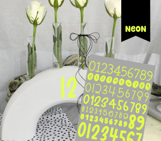Neon Rub-On Sticker - Zahlen - Gelb - Tante Henni Rubon - vielfältig nutzbar