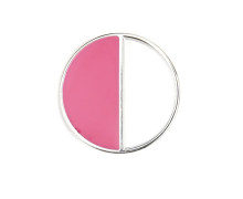 1 Metall-Polyesterknopf - Rund - 25mm -  Öse - Silber/Pink
