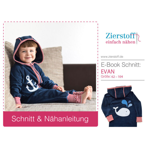 E-BOOK – Anzug, Onesie, Overall "EVAN", Gr. 62 – 104