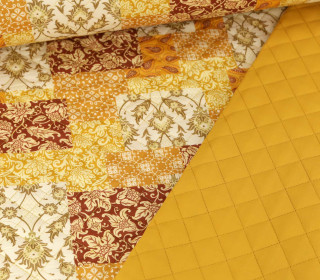 Baumwoll Stepper - Steppstoff - Patchwork & Uni - Doubleface - Wattiert - Senfgelb