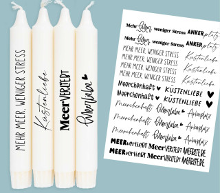DIN A4 - Kerzen-Tattoofolie - Meerliebe - für Kerzen / Keramik