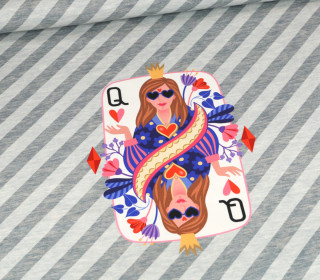Bio-Jersey - Royal Stripes - Queen Of Hearts - Paneel - Meliert - Hellgrau/Grau - Hamburger Liebe
