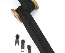 1m Endlosreißverschluss + 3 Zipper - Schwarz