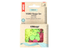 30 Nähfrei Druckknöpfe - Snaps Set - Rund - 12,4mm - veno - Gelb/Grün/Pink