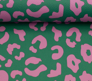 Kunstleder - Fashionstoff - Happy Leo - Cherry Picking - Grün/Rosa
