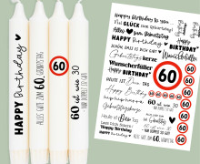 DIN A4 - Tattoofolie - Geburtstag - 60 - für Kerzen / Keramik
