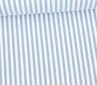 Jeans-Stoff - Schmale Streifen - Gestreift - Nicht Elastisch - Weiß/Hellblau