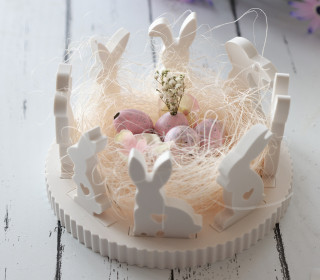 2. WAHL - Silikon - Gießform - Osterhasen und Dekoteller mit Rillen - Kombiset - Steckleiste