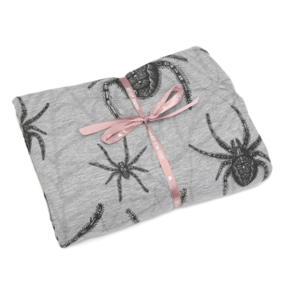 1,7m Zuschnitt - Sommersweat - Scary Spiders  - Big Spiders - Kombistoff - Halloween - Grau Meliert