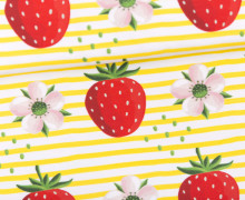 Jersey - Bio Qualität - strawberry love forever - Streifen - Gelb - formenfroh - abby and me