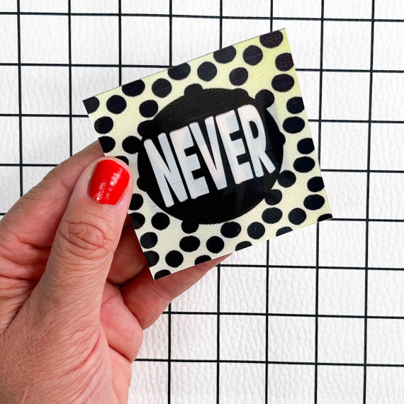 1 Flippatch - 1 Label = 2 Motive - Kippen - Wechselmotiv - zum Aufnähen - Cherry Picking - NEVER/NOW