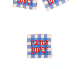 1 Label - Pasta Lover - Karomuster - Creme/Hellblau - jojulein design
