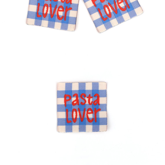 1 Label - Pasta Lover - Karomuster - Creme/Hellblau - jojulein design