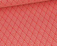 Bio-Elastic Minijacquard Jersey - 3D - Shingle Knit - Travel The World - Hamburger Liebe - Rot/Weiß
