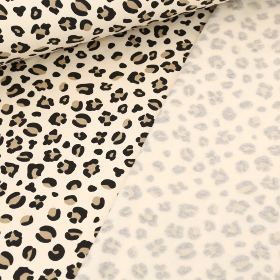 Leichter Kuschelsweat - Animal Print - Leo - Ecru