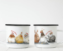 Emaille Becher - Christmas Chicken Ladies - Katharina Bocklage Illustration