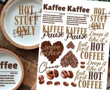 Rub-On Sticker - Kaffee - für Untersetzer - Tante Henni Rubon - vielfältig nutzbar