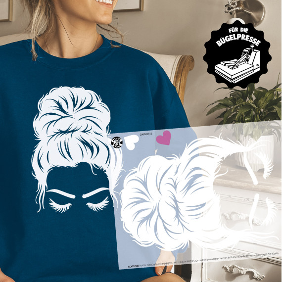Onkel Bo's Bügelbilder - DIN A4 - Messy Bun - weiß