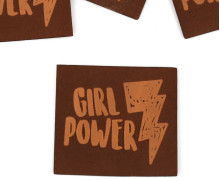 1 XXL KUNSTLEDER LABEL - Dunkelbraun - GIRL POWER