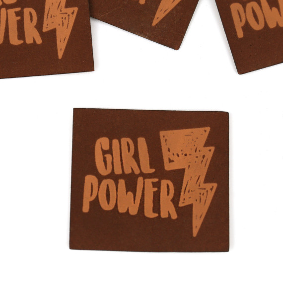 1 XXL KUNSTLEDER LABEL - Dunkelbraun - GIRL POWER
