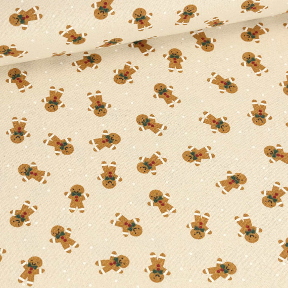 Canvas - feste Baumwolle - Weihnachten - Lebkuchen - Natur