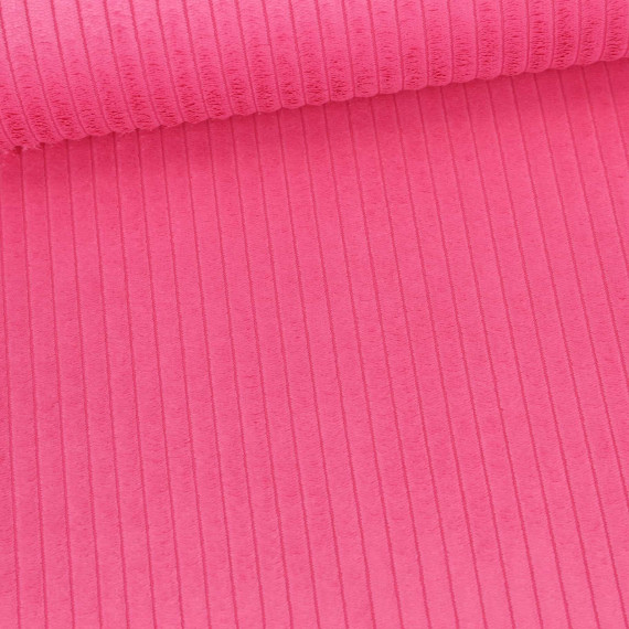 Samt - Chenillegewebe - Dekostoff - Breite Rippen - Polsterstoff - Uni - Orchideenrosa