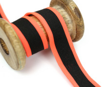 1 Meter Zierband - Dekoband - 25mm - Streifen - Neon - Schwarz/Orange