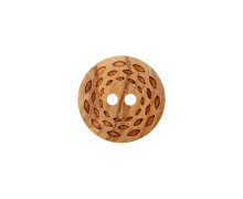 1 Holzknopf - 18mm - 2-Loch - Schnitzmuster Ovale - Natur