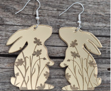1 Paar Spiegel Ohrringe - Hoppelhäschen - Gold - Bunny - Ostern - super leicht - Statement Ohrringe - Namensklang