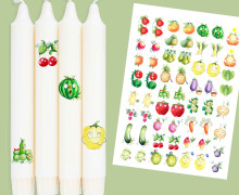 DIN A4 - Tattoofolie - Lustiges Obst und Gemüse - für Kerzen / Keramik