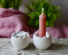 Silikon - Gießform - Kerzenhalter 2 in 1 - halbes Ei - für Stabkerzen & Teelichter - Klein - vielfältig nutzbar