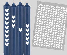 DIN A4 - Tattoofolie - Kleine Herzen - MINI - Weiß - für Kerzen / Keramik