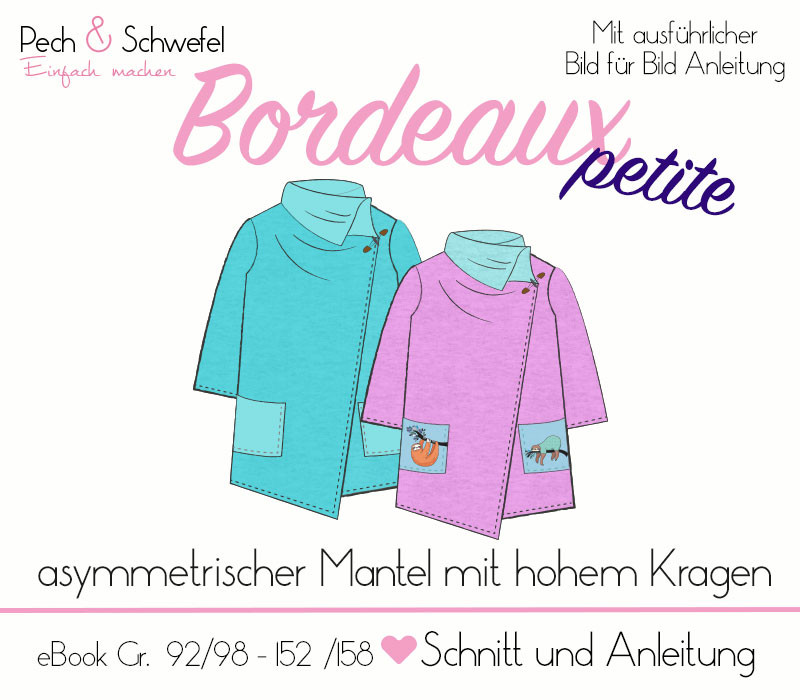 Ebook - Mantel - petite Bordeaux - Größe 92/98 bis 152/158 von Pech und Schwefel