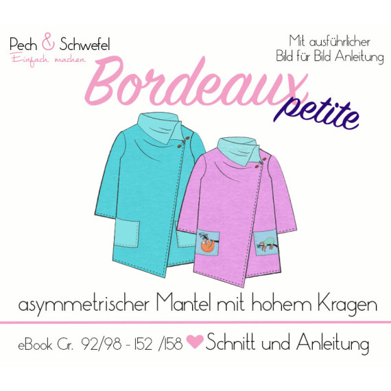 Ebook - Mantel - petite Bordeaux - Größe 92/98 bis 152/158 von Pech und Schwefel