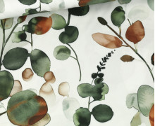 Viskose - Blusenstoff - Light & Lush - Aquarell Blätter - Warmweiß