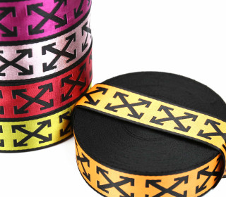 1m Gurtband - Deco - Pfeilmuster - Glanz - 40mm - Schwarz/Orange