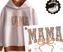 Onkel Bo's Bügelbilder - DIN A4 - Mama Schriftzug - Schleife - Leo/Beige - BIG