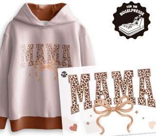 Onkel Bo's Bügelbilder - DIN A4 - Mama Schriftzug - Schleife - Leo/Beige - BIG