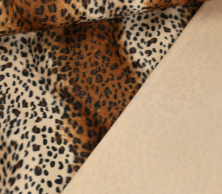 Velours - samtähnliche Textur - Gepard - Camelbraun/Beige