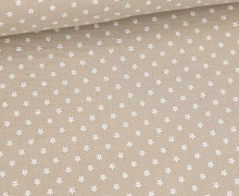Musselin - Muslin - Weiße Kleine Blüten - Double Gauze - Sand