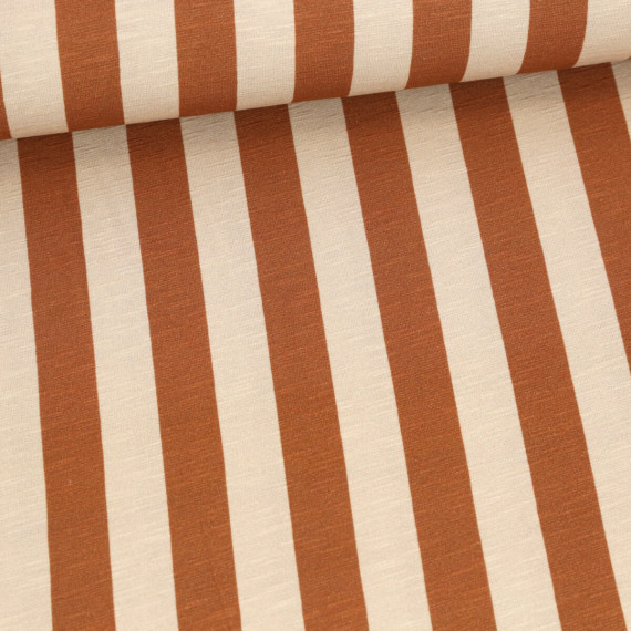 Viskose Jersey - Happy Stripes - Cherry Picking - Beige/Camelbraun
