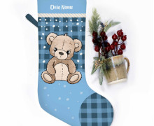 DIY-Nähset - Nikolaussocke - Softshell - Teddylein - Blau - Katzengold Designs