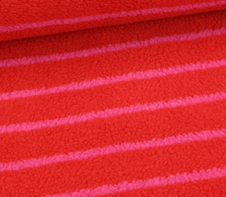 Teddystoff - Teddy Jacquard - Stripes - Rot/Fuchsia
