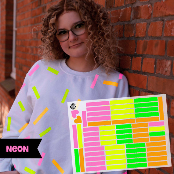 Onkel Bo's Neon Bügelbilder - DIN A4 - Konfetti - Stripes