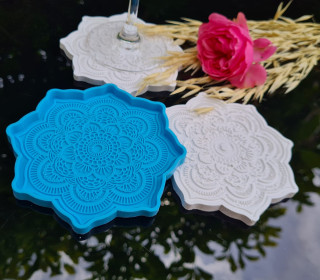 Silikon - Gießform - Untersetzer - Dekoteller - Mandala - Blütenform - vielfältig nutzbar