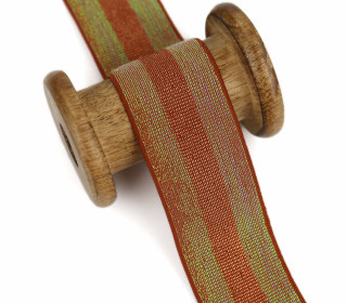 1m Gummiband - Uni - Farbig Metallisch Schimmernd - Streifen - 40mm - Rostbraun/Grün